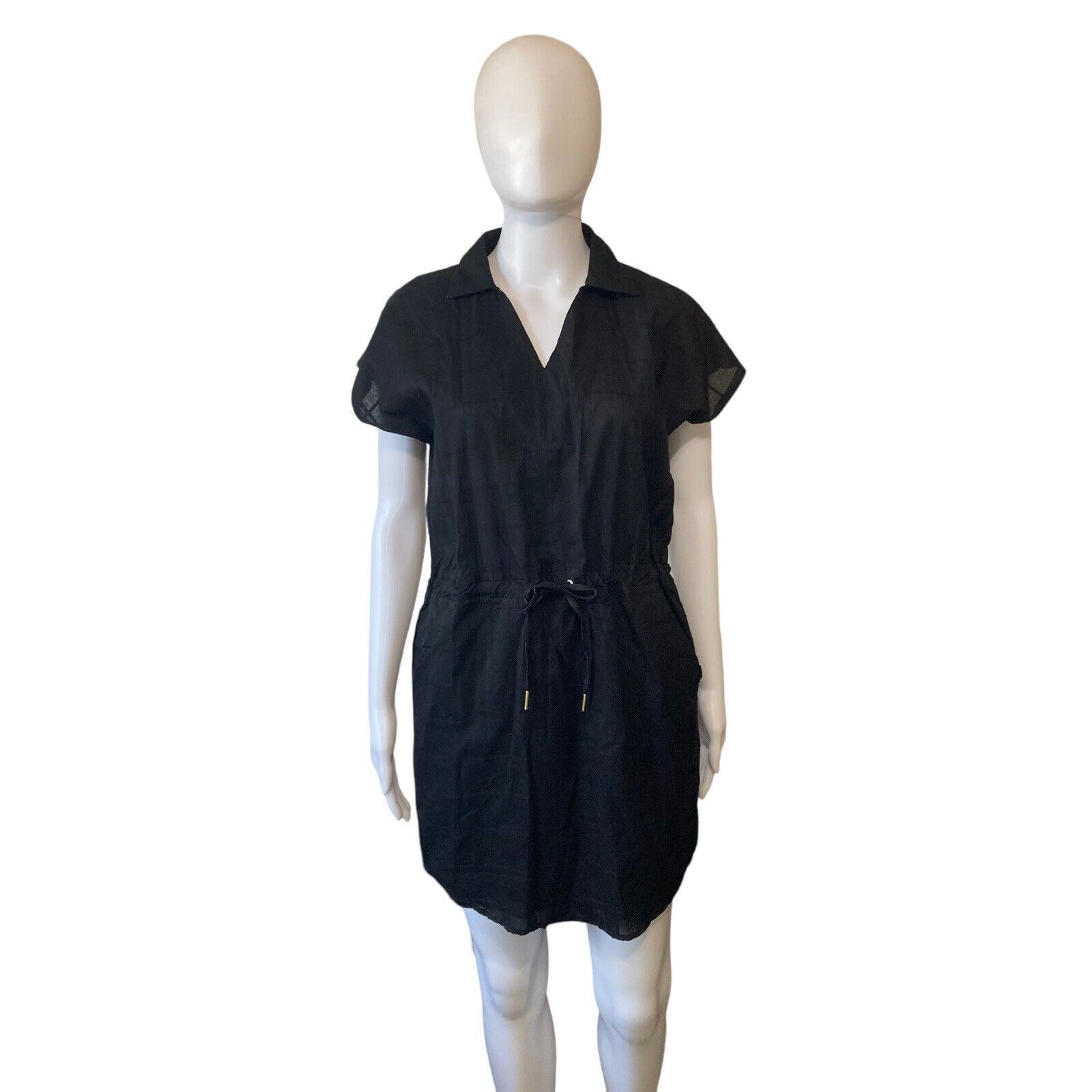 Never A Wallflower Black Cotton Windowpane Track Dress Size Xs New $288